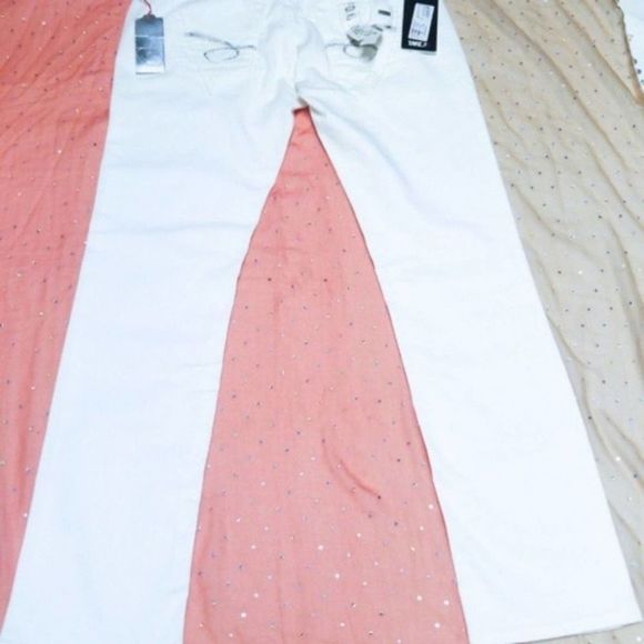 NEW Sz 32 Take Two White Jeans Straight Leg - Picture 3 of 9